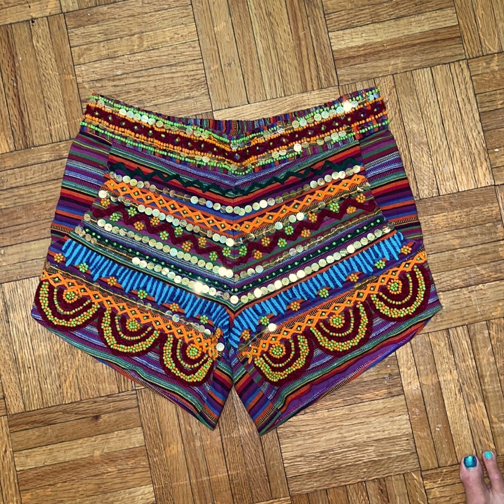 Gorgeous Embroidered and Sequin Raga Shorts